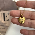Elegant 18K gold plated heart necklace with crystal cross inlay for women - Gold Fine Chain With Heart Cross Zirconia Pendant