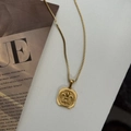Collana in acciaio inossidabile placcata oro 18K con ciondolo a giglio stile vintage - Catena Veneziana Con Ciondolo ad Ancora Quadrato