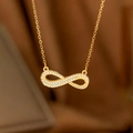 French style gold infinity necklace with pavé crystal diamonds on textured fabric - Looping Figure Eight (9246)