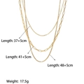 Three-layer gold titanium steel paperclip chain necklace for women showing measurements - Gold