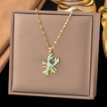 Collier en acier inoxydable plaqué or 18 carats avec pendentif homard émaillé bleu - Style Homard Vert / Or