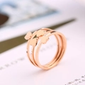Three-piece rose gold stackable heart rings set for women in elegant minimalist design - US 6 / Rose Gold