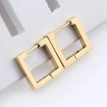 Minimalist geometric square hoop earrings in polished gold titanium steel finish - Square Style