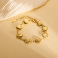 Elegant gold shell link bracelet with scallop charms and adjustable extender chain - Circle of Shells Bracelet (E2126)