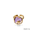 Anello marino dorato con smalto viola, conchiglia e perla, peso 3,3g e misura di 16,5mm - Lavanda