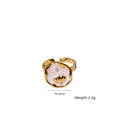 Anello conchiglia dorato con smalto rosa, perla e design regolabile a fascia aperta - Rosa