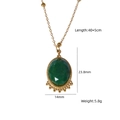 Détail du collier à perles dorées avec pendentif en pierre verte et mesures de 40+5cm - Jade Africain (XBN250939-FZY)