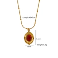 Vintage Goldkette mit Perlen und rotem Achat-Anhänger inklusive Größenangaben - Rubinroter Ovaler Kleiner Anhänger Feinkettenstil (XBN250932-03)