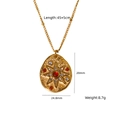 Handgefertigte Goldhalskette aus Edelstahl mit rotem Achat-Anhänger und Sternmotiv - Roter Achat Sternschliff Vintage Ovale Medaille (XBN250932-04)