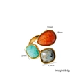 Bague ouverte plaquée or 14K avec pierres orange poire et pierres carrées turquoise - Or - Aventurine Rouge+Amazonite+Jaspe
