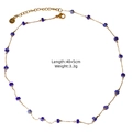 Halskette mit blauen Lapis-Perlen und goldener Edelstahlkette mit Karabinerverschluss - Lapisblau Zylindrischer Perlenfeinkettenstil (XBN250932-06)