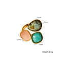 Bague en titane plaqué or 14K avec pierres naturelles colorées goutte et carrées - Or - Jaspe+Amazonite+Quartz Rose
