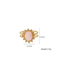 Anello girasole dorato con pietra naturale ovale rosa e fascia aperta regolabile - Quarzo rosa