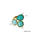 Bague en acier titane plaqué or 14K avec pierres de turquoise en goutte et carrées - Or Amazonite