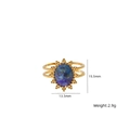 Anello vintage francese in acciaio inox con pietra blu e trama solare dorata elegante - Lapislazzulo