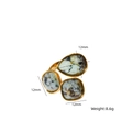 Bague en titane plaqué or 14K avec trois pierres naturelles tachetées de 12mm - Or-Pierre de Pin Africaine
