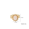 Anello dorato a doppio strato con pietra naturale ovale e design a raggiera - Giada Bianca