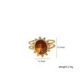 Anello aperto vintage in acciaio inossidabile con occhio di tigre e dettagli dorati - Occhio di tigre