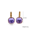 14K goldene Edelstahl-Ohrringe mit violetten Zirkonia-Steinen und detaillierten Maßen - Lila (XBE250705-3)