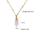 Detail showing the 40+5cm adjustable gold chain and pink quartz pillar pendant dimensions - Hexagonal Prism Point Style (XBN260904) / Rose Quartz