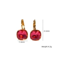 Elegante Ohrringe mit 14K Goldbeschichtung, rosa Edelsteinen im Kissen-Schliff und Klappbügel - Rötliches Rosa (XBE2507035-4)
