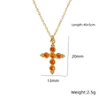 Gold plated cross necklace featuring vibrant orange zircon inlay with delicate chain - Orange (XBN260901-OG)