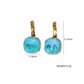Edelstahl Creolen mit 14K Goldbeschichtung und quadratischen blaugrünen Zirkonia - Seeblau (XBE250705-5)