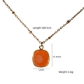 Luxurious gold necklace with square orange natural stone pendant and 40+5cm chain - Red Aventurine Pendant Necklace / Necklace