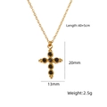 Cross necklace with black crystals in gold plating and adjustable 40cm chain link - Black (XBN260901-BLK)