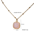Luxurious titanium steel necklace featuring a square pink natural stone pendant in gold - Rose Quartz Pendant Necklace / Necklace