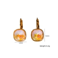 Square orange crystal leverback earrings in gold plating with dimensions 12mm x 12mm - Yellow Crystal Earrings / Earrings