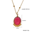 Collier en acier inoxydable avec pendentif ovale en pierre rouge et détails dorés - Rhodochrosite (XBN250939-HWS)