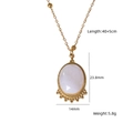 Handmade stainless steel necklace with white stone pendant and dimension specifications - White Jade (XBN250939-BY)