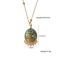 Handmade stainless steel necklace with oval tiger eye stone pendant and beaded gold chain - African Turquoise (XBN250939-FZS)