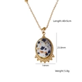 Golden necklace with oval spotted stone pendant, 40+5cm length and 23.8mm height - Dalmation Jasper (XBN250939-BW)