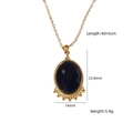 Handmade stacked necklace with oval black gemstone pendant and 40+5cm golden chain - Black Agate (XBN250939-HMN)
