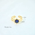 Macro detail of Bohemian stainless steel ring with blue stone inlay and size dimensions - Lapis Lazuli Style