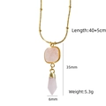 Pink natural stone pendant necklace with gold beaded chain and faceted bullet design - Double Layer Stacking Style (XBN260904) / Rose Quartz + Rose Quartz