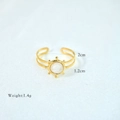 Detailed size view of a gold boho stainless steel ring with white round stone inlay - White Jade Style