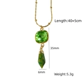 Gold layering necklace with faceted green square gem and natural green stone pendants - Double Layer Stacking Style (XBN260904) / Green Zircon And African Jade