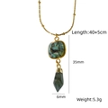 Gold necklace featuring turquoise stone cube and grey crystal bullet pendant set - Double Layer Stacking Style (XBN260904) / African Pine And Labradorite