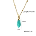Golden necklace featuring a turquoise hexagonal natural stone pendant with metal edges - Hexagonal Prism Point Style (XBN260904) / Amazonite