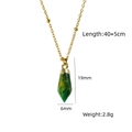 Gold bullet necklace with green faceted stone pendant measuring 19mm by 6mm size - Hexagonal Prism Point Style (XBN260904) / African Jade