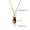 Tiger eye natural stone bullet pendant necklace with gold chain measuring 40+5cm - Hexagonal Prism Point Style (XBN260904) / Tiger Eye