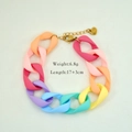 Detail of colorful acrylic chain bracelet with gold stainless steel heart charm - Mixed Color 2