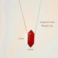 Macro shot of red agate hexagonal bullet pendant with 41+5cm gold chain dimensions - Red Agate