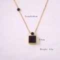 Détails du collier en or 14K avec pierre carrée noire et spécifications de taille - Zircon Noir
