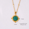 Collier vintage de style français avec pendentif amazonite en acier plaqué or 14K - Amazonite