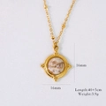 Collier vintage français doré 14K avec pendentif 16mm et chaîne ajustable de 40+5cm - Feldspath