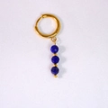 Mono boucle d'oreille créole dorée avec trois perles bleues en lapis-lazuli - Style Perles Lapis-Lazuli Bleues (1) / Or/Bleu